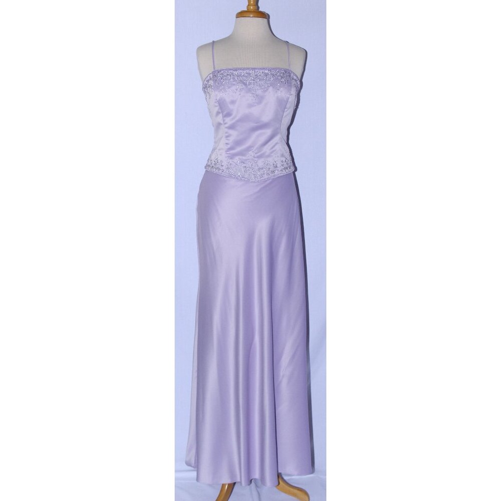 Rebecca #1572 Satin Two Piece Beaded Bridesmaid Dress-Size 3X-LILAC-NWT